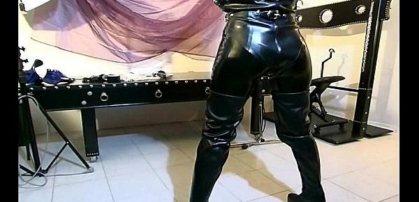  Sexy girl posing in her leather outfit